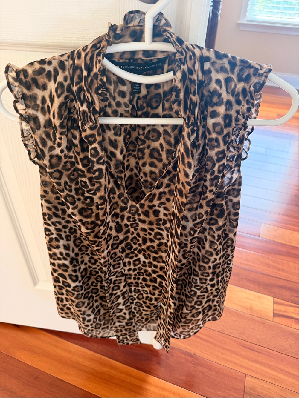 White House Black Market Leopard Print Sleeveless V-Neck Top - Brown